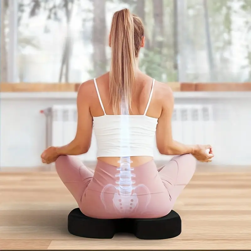 BackEase™ ergonomic back support seat cushion in black.